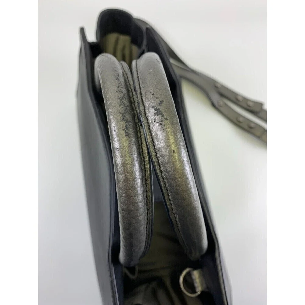 BOGO Zac Posen Satchel Purse Black Leather Fur Stripes Tote Crossbody Strap Snap - Picture 9 of 16